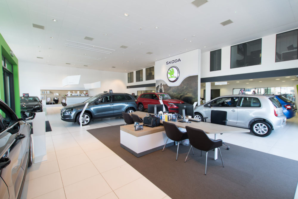 Commercial cleaning services at Skoda showroom